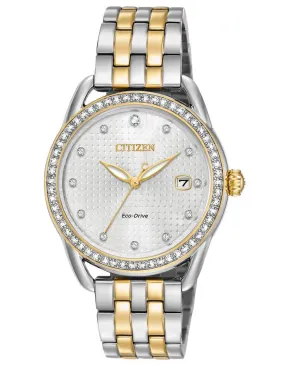 Citizen DRIVE LTR Womens Watch - Crystals - Two-Tone - Bracelet - Date - 30m