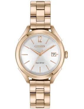 Citizen DRIVE LTR Womens Watch -  Rose Gold-Tone - Silver-Tone - Date - Bracelet