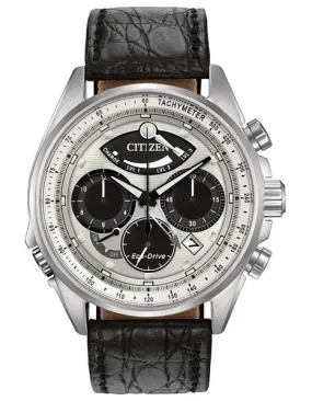 Citizen Eco-Drive Calibre 2100 Mens Chronograph - Black Leather Strap - 100m