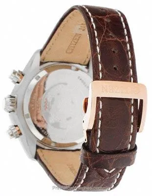 Citizen Signature Mens Moon Phase Flyback Chronograph - Two-Tone - Crocodile