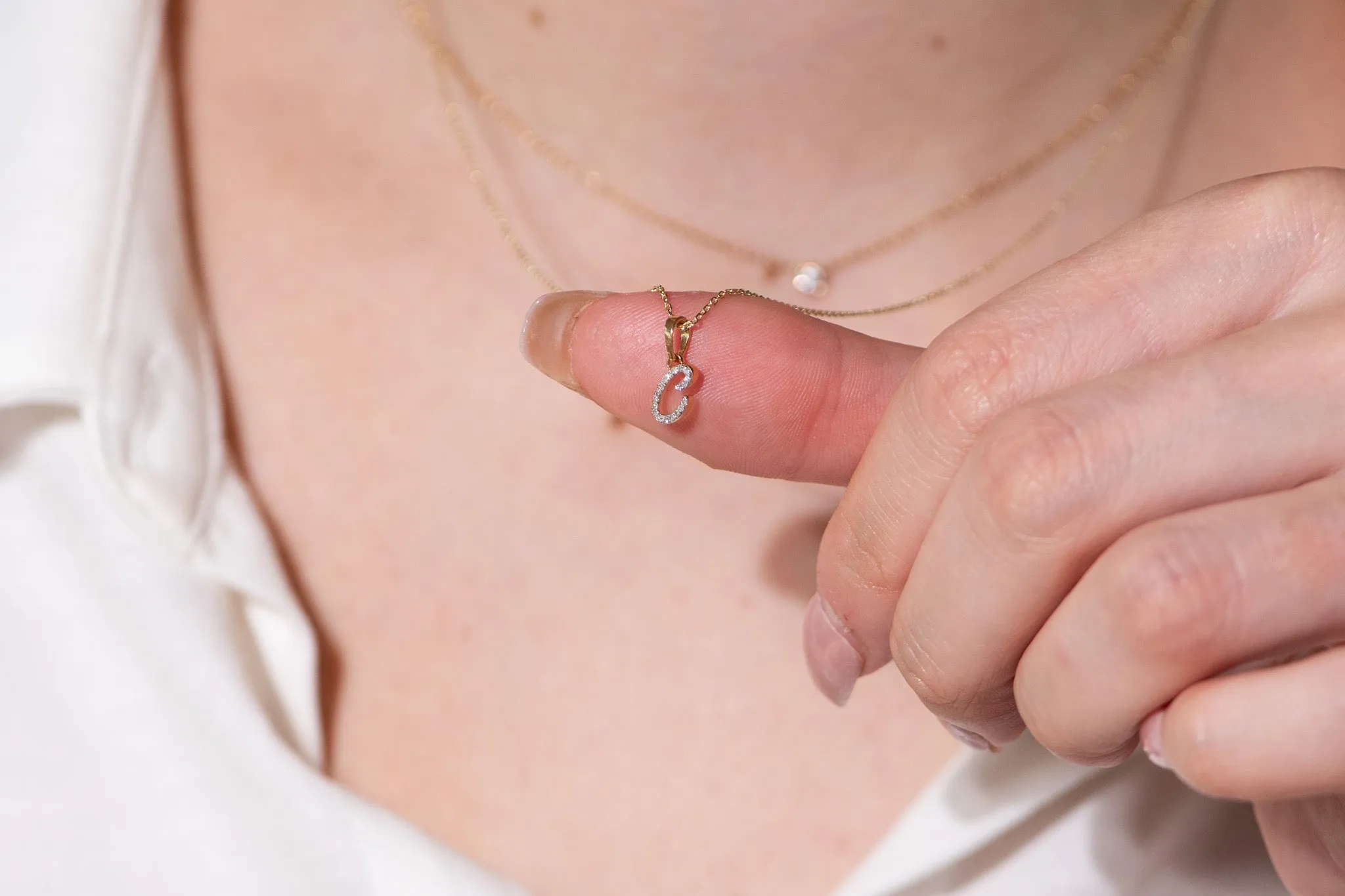 Cursive Diamond Initial Necklace