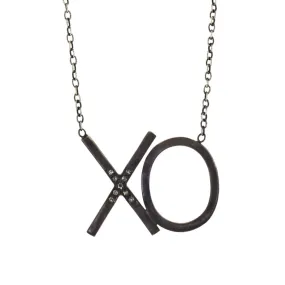 Diamond Rhodium Plated XO Necklace