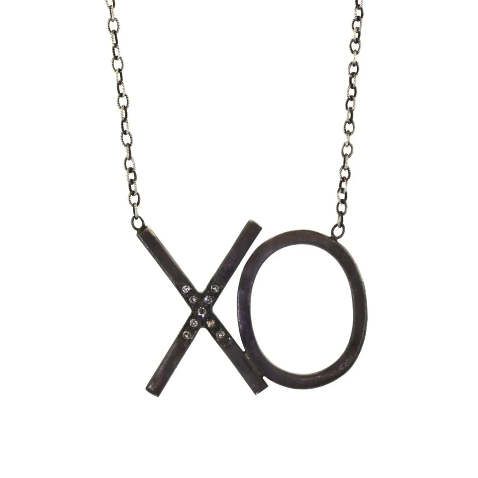 Diamond Rhodium Plated XO Necklace