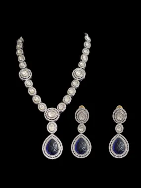 DNS95 Reema high quality Polki necklace set - BLUE   ( READY TO SHIP )