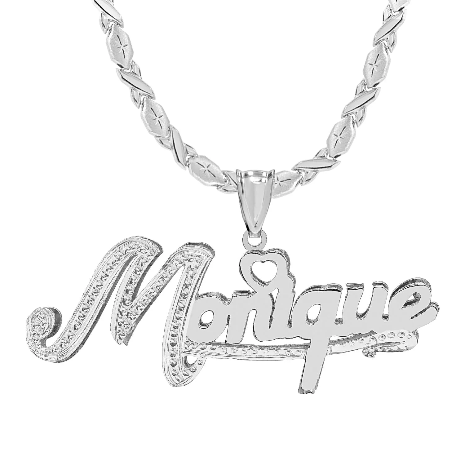 Double Plated Nameplate Necklace with Xoxo chain