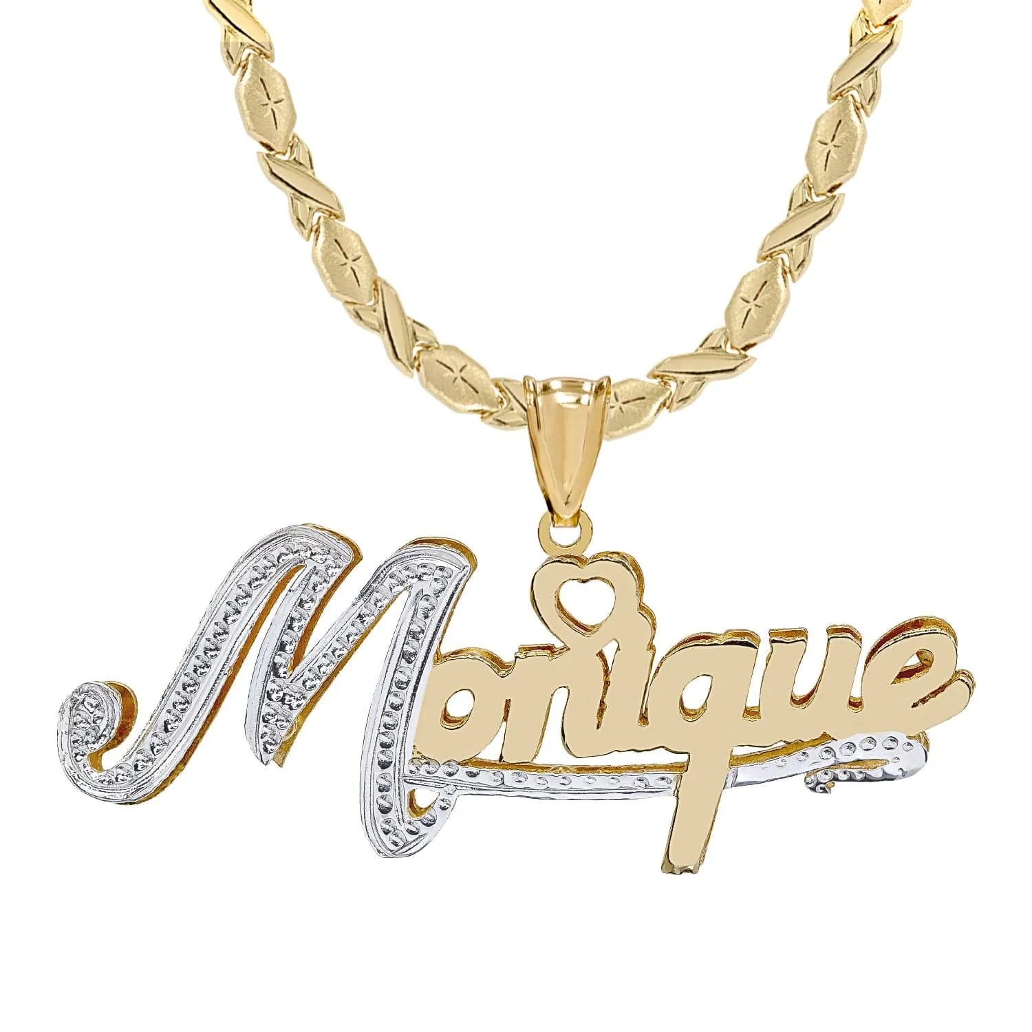 Double Plated Nameplate Necklace with Xoxo chain