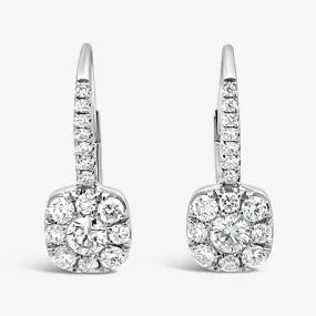 Drop Cushion Shape Halo Earrings