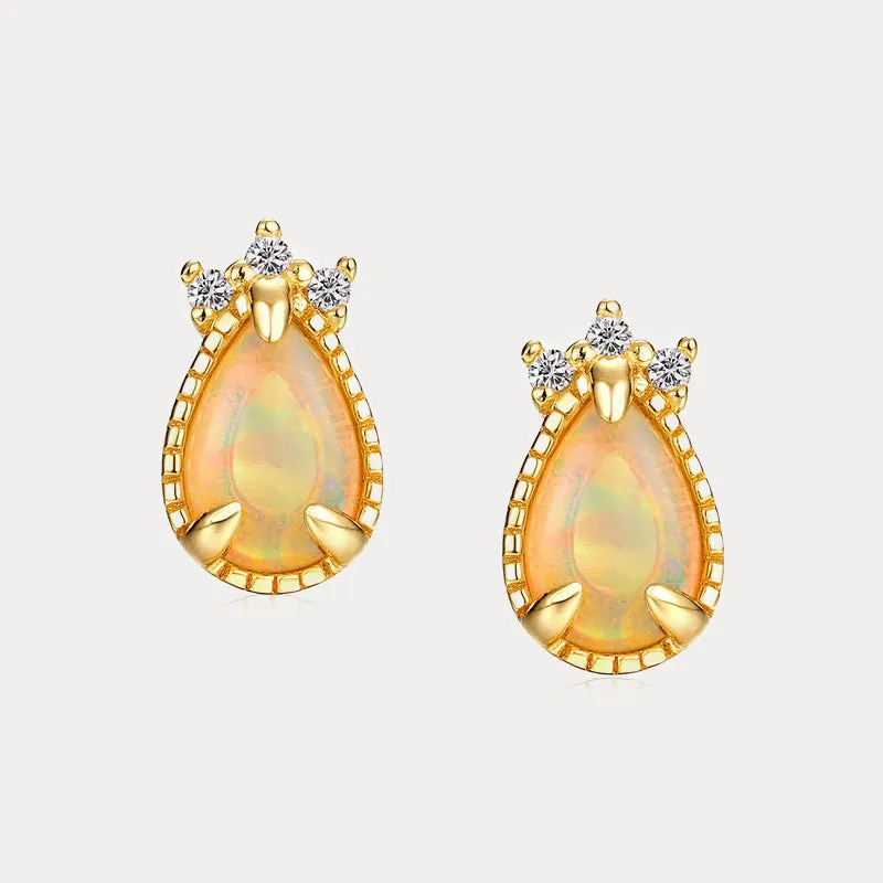 Drop Opal Stud Earrings