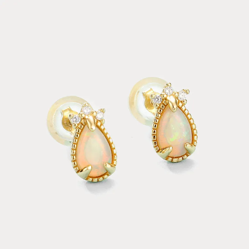 Drop Opal Stud Earrings