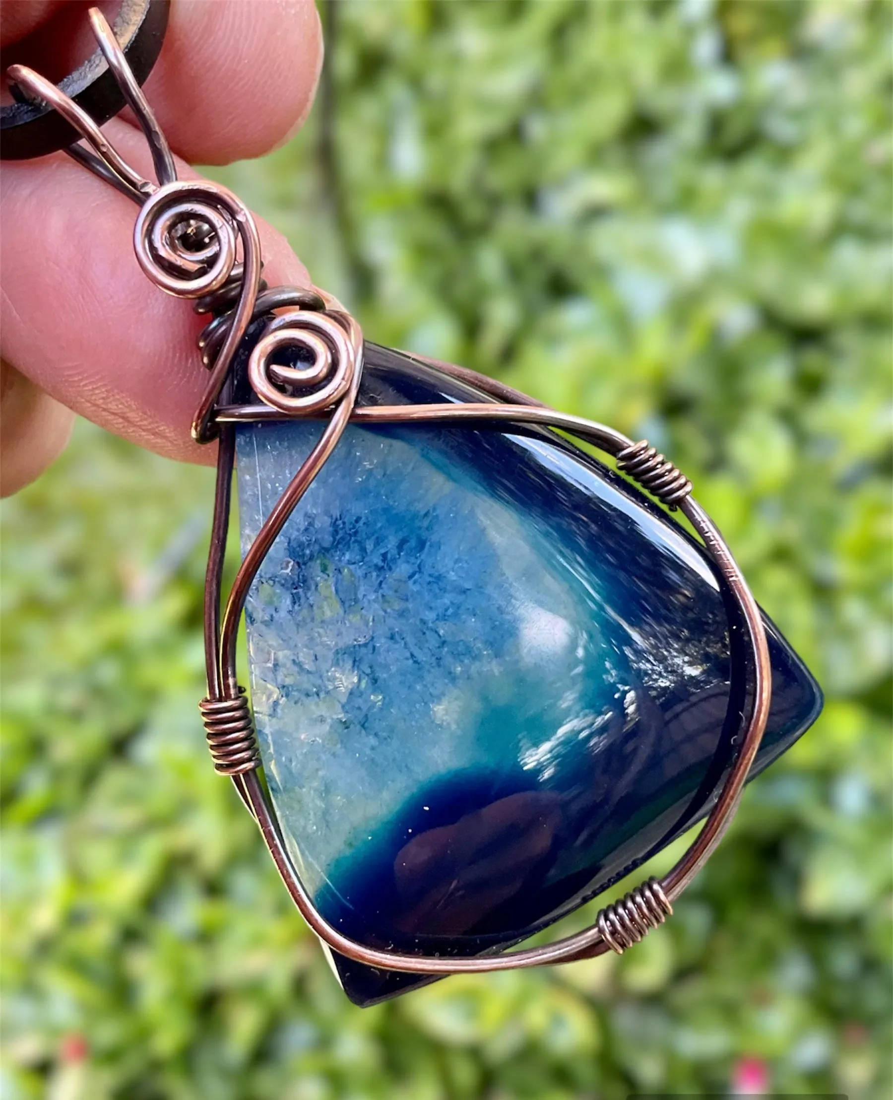 Druzy Geode Agate Wire Wrapped Pendant