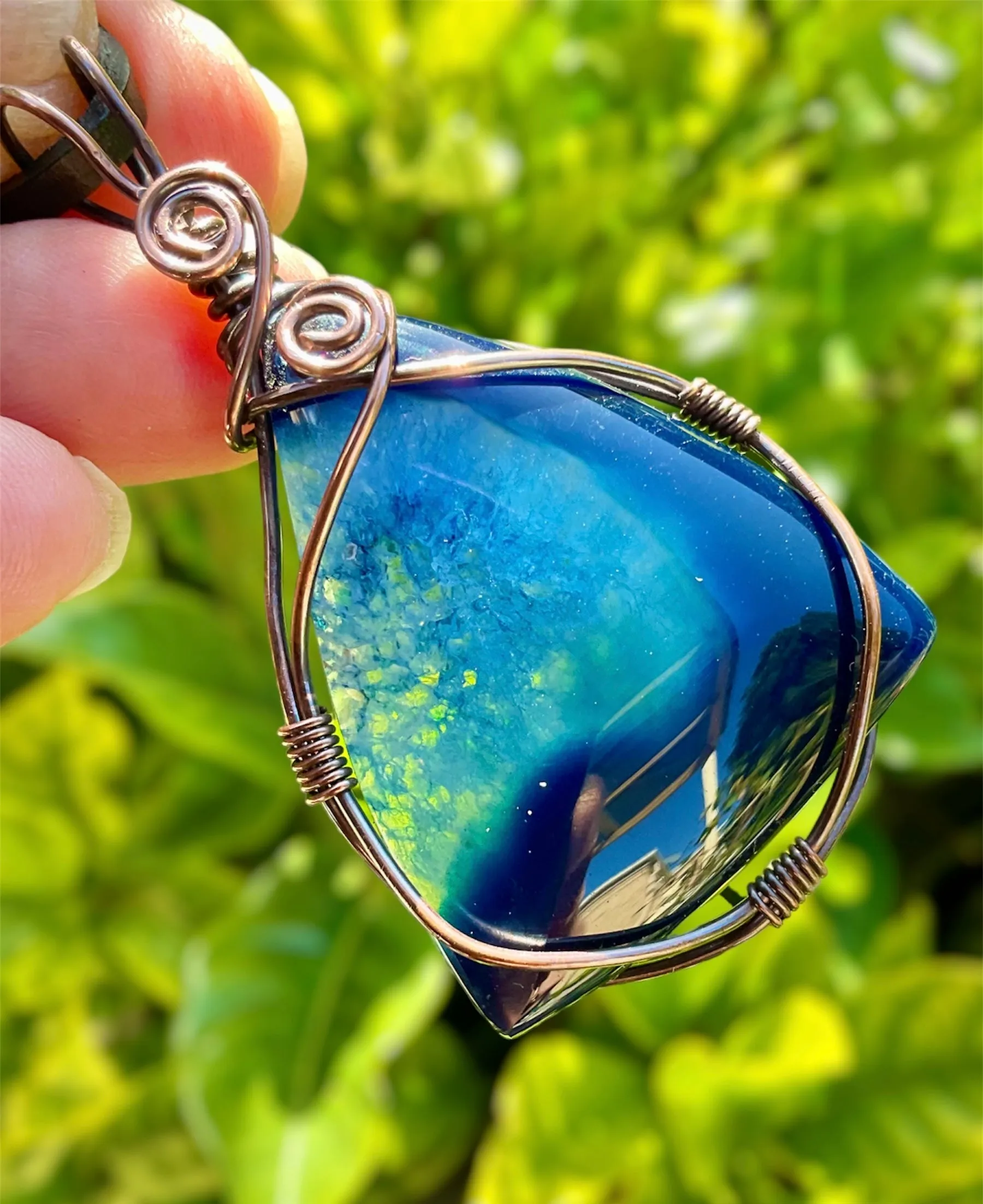 Druzy Geode Agate Wire Wrapped Pendant