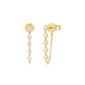 EF Collection - Multi-Diamond Chain Stud Earrings, Yellow Gold