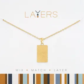 Elegant Gold Textured Tag Layers Necklace - Hypoallergenic Plated Beauty