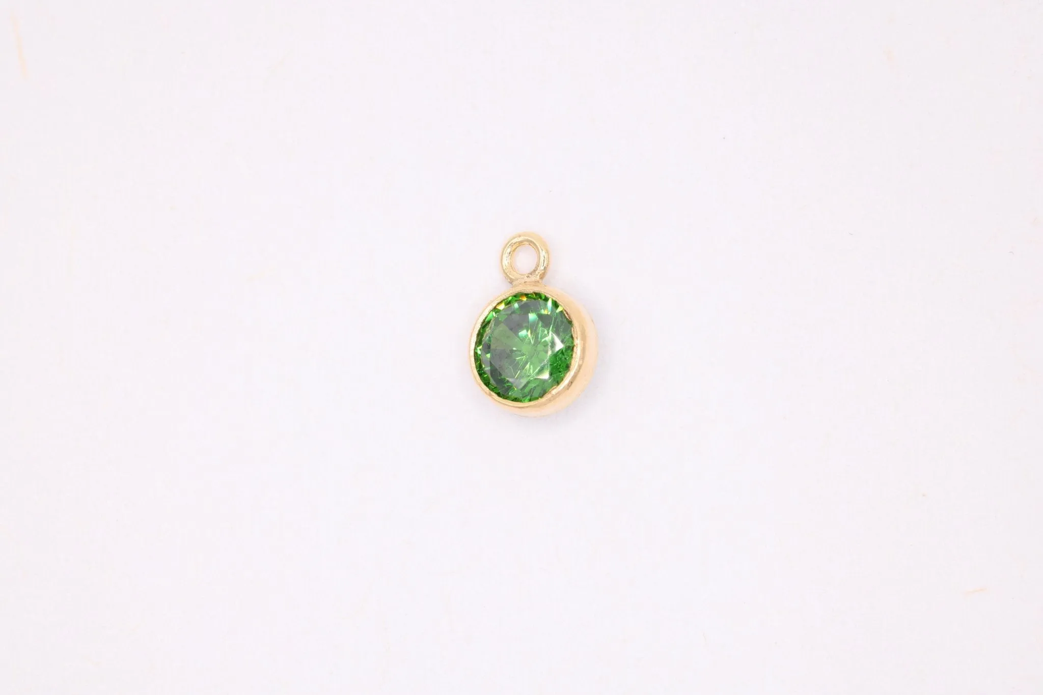 Emerald Birthstone CZ Gold-Filled Wholesale Drop Charm, May Birthstone, Horizontal Bail