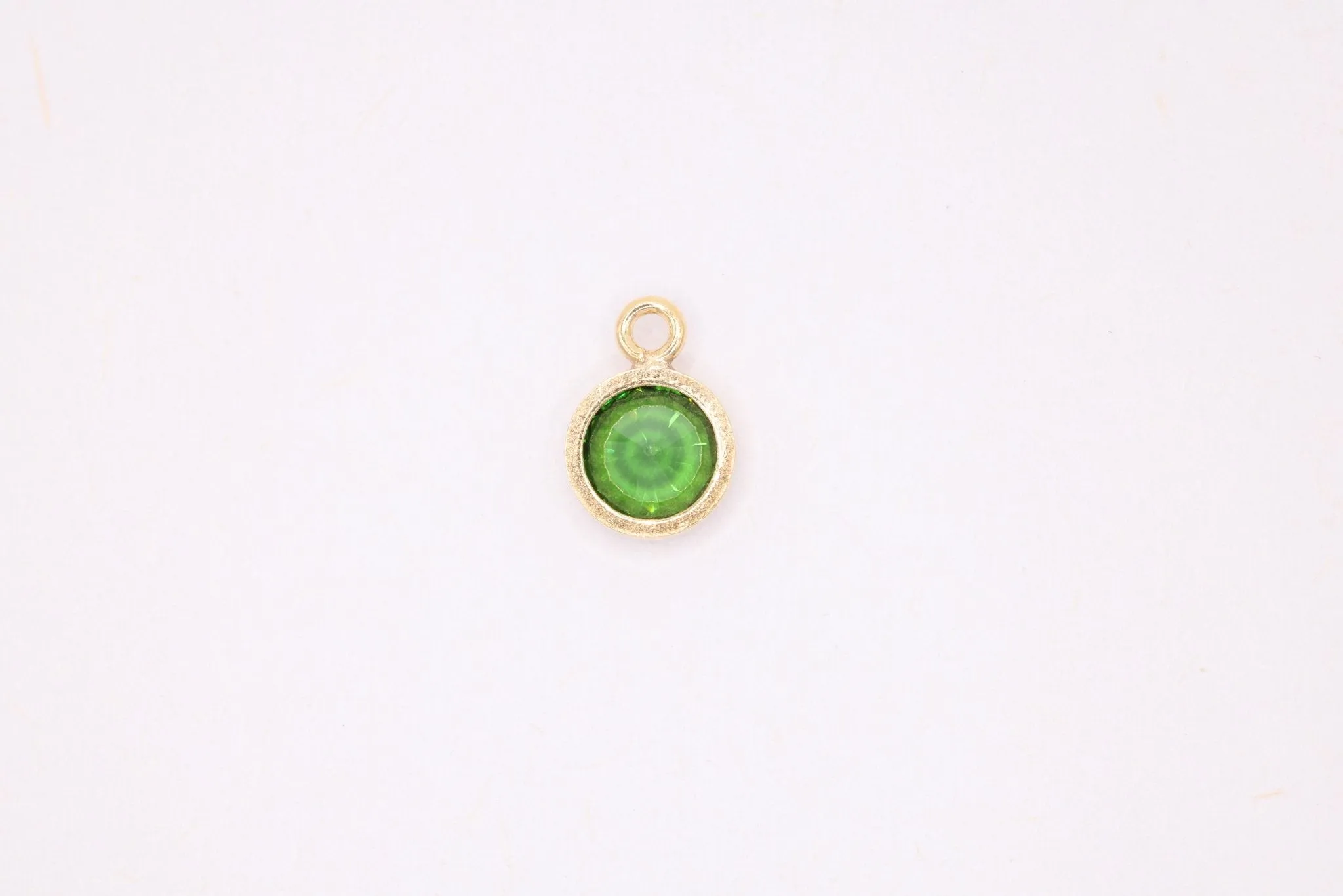 Emerald Birthstone CZ Gold-Filled Wholesale Drop Charm, May Birthstone, Horizontal Bail