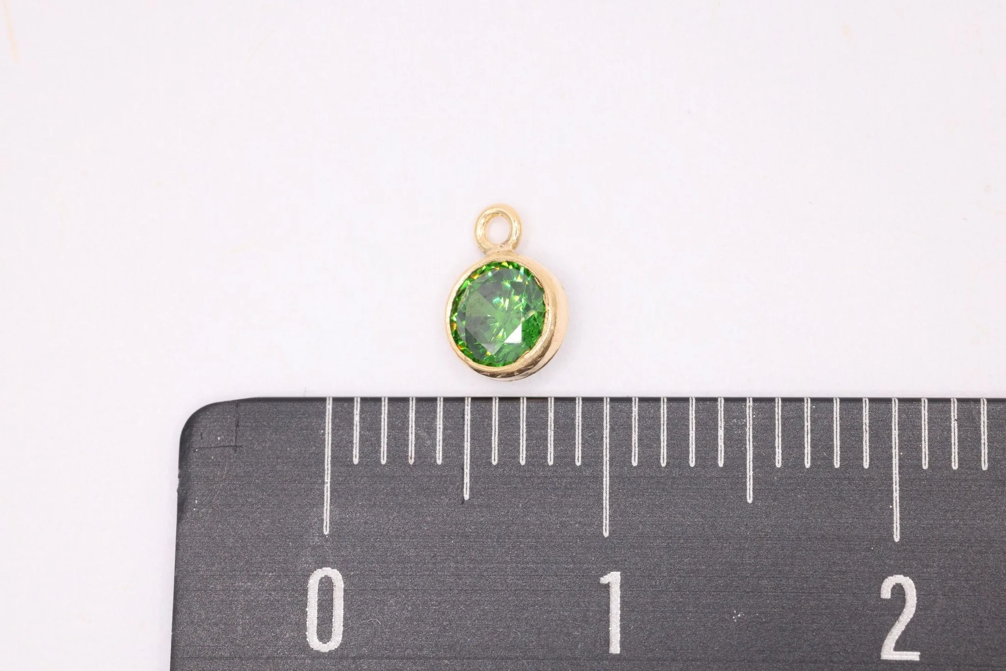 Emerald Birthstone CZ Gold-Filled Wholesale Drop Charm, May Birthstone, Horizontal Bail