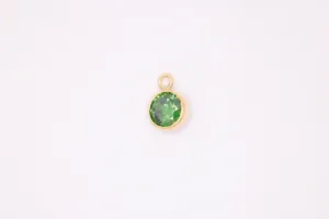 Emerald Birthstone CZ Gold-Filled Wholesale Drop Charm, May Birthstone, Horizontal Bail