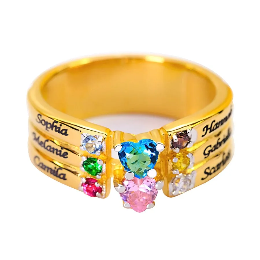 Family Ring with Birthstones and Engraved Names