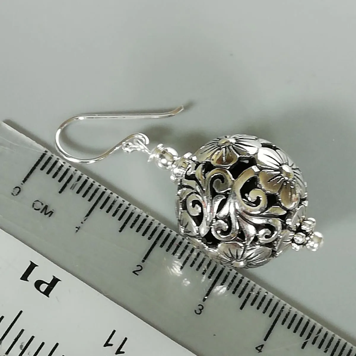 Filigree ball drop earrings | Indian earrings | Sterling silver ear dangler | Ball earrings | Silver jewelry | E971