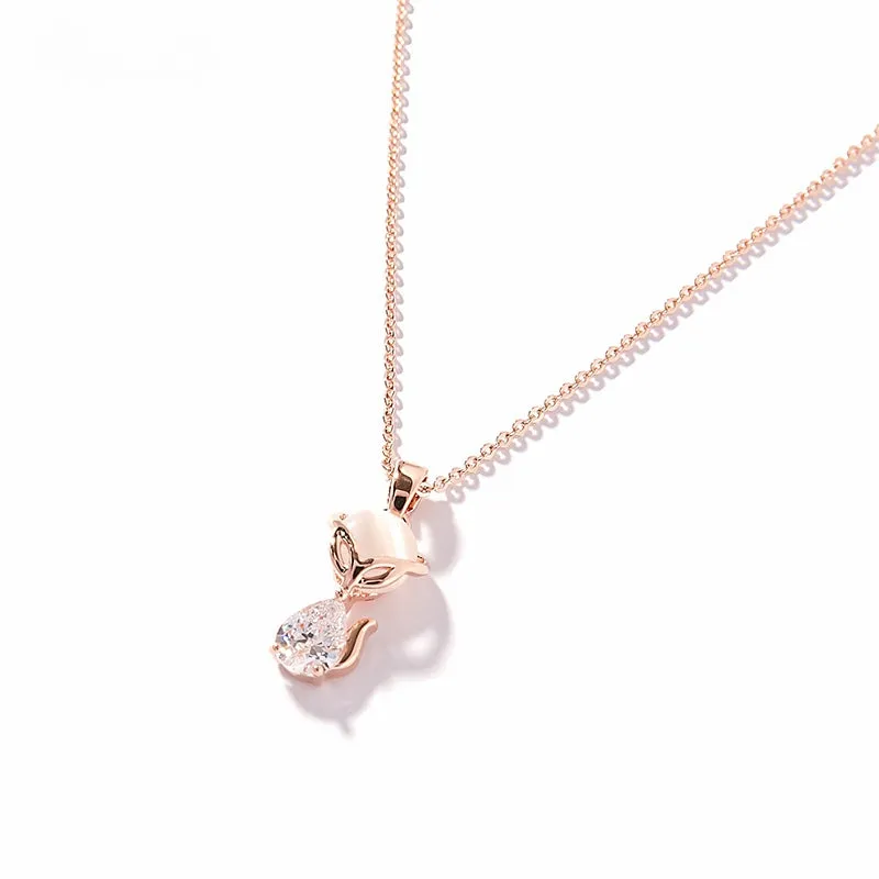 FN Sweet Cute Fox Pendant Rose Gold Necklace Clavicle Chain Gift LOJS5