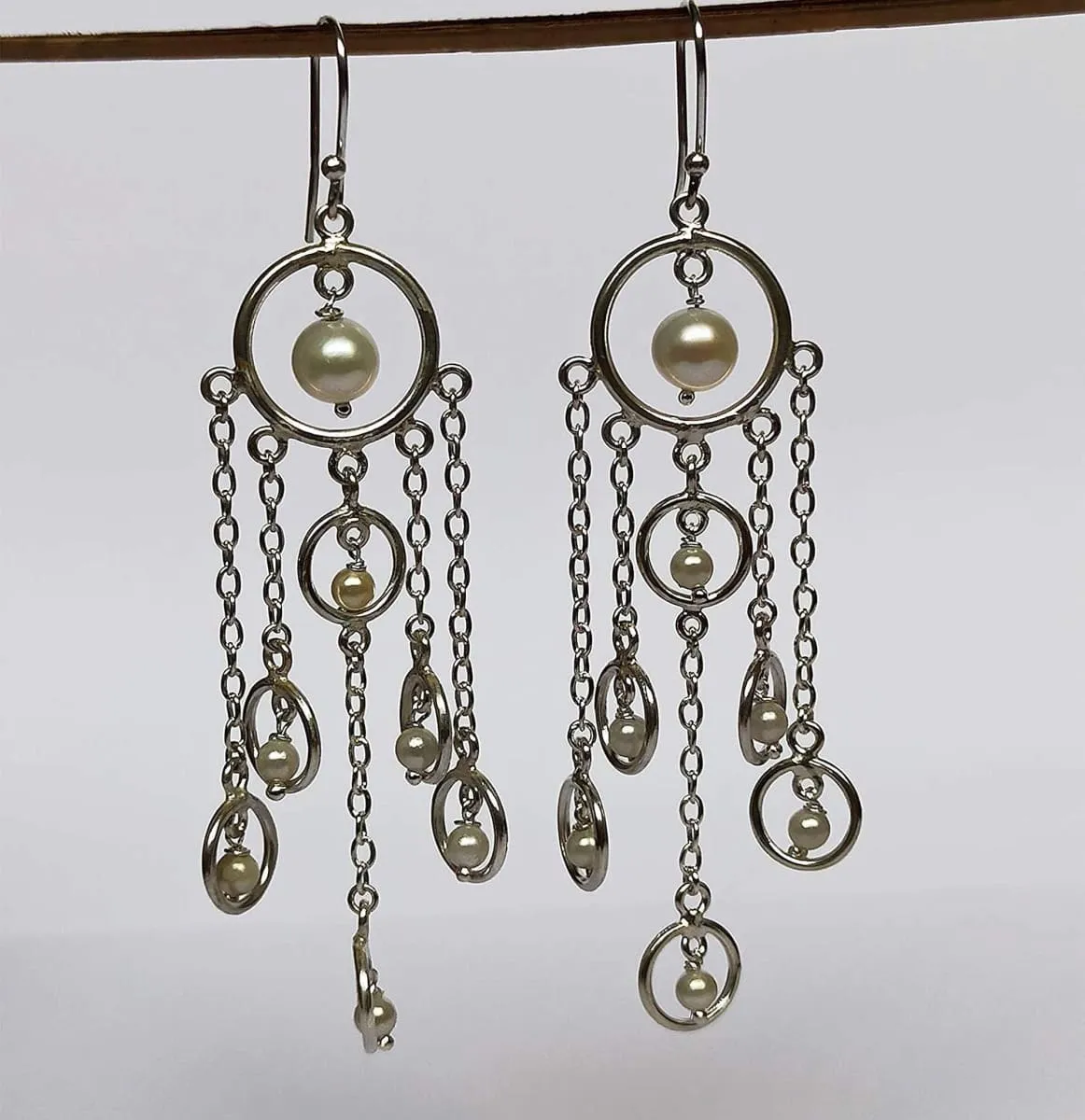 Freshwater Pearl 925 Solid Sterling Silver Handmade Dangle Drop Earrings