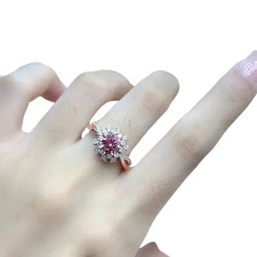 Girl Red Moissanite Ring 1 Carat 6.5MM - S925 Silver