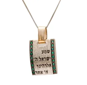 Gold and Silver Religious Necklace With Pendant with Hebrew BIBLE Quote