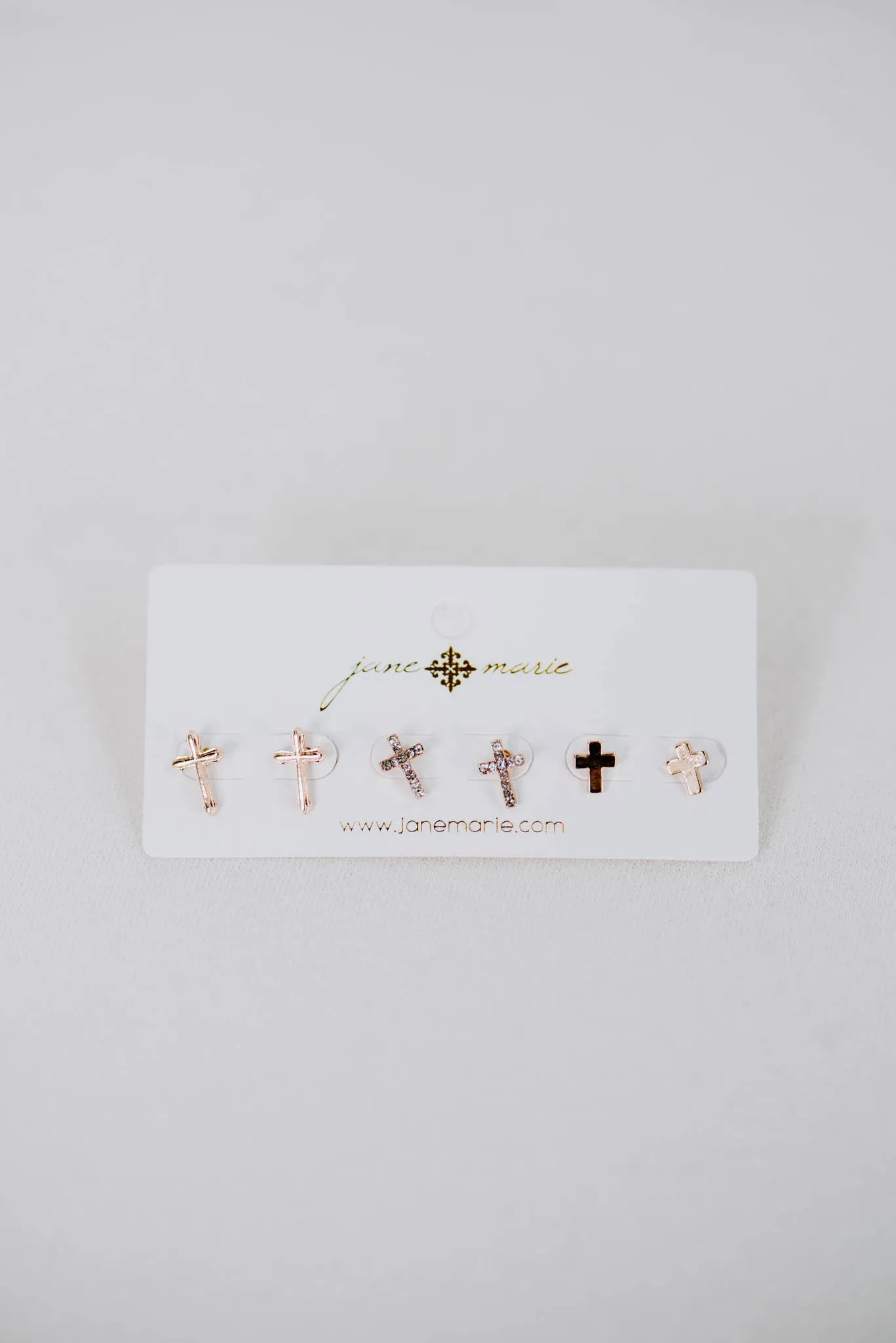 Gold Cross Earrings 3 Pc Set | 18K Gold Plated