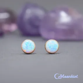 Gold Filled White Opal Stud Earrings  | Moonkist Designs