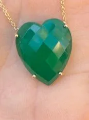 Green Onyx Faceted Heart Necklace