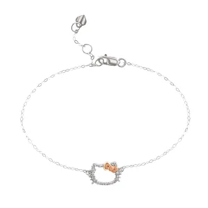 Hello Kitty 14K White Gold Diamond Bracelet