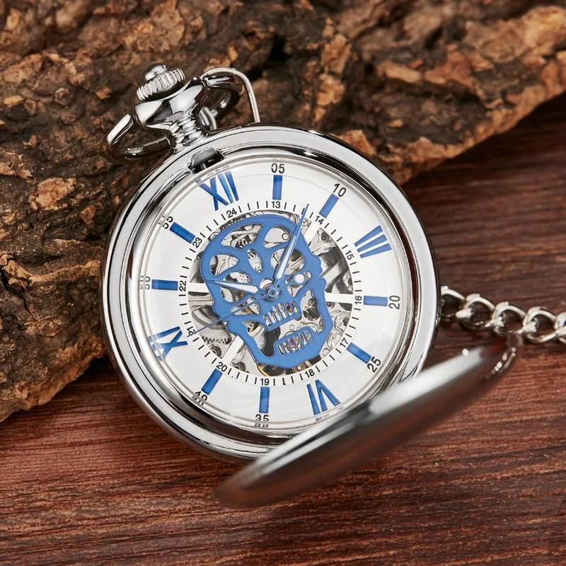 Hollow Skull Mechanical Pocket Watch