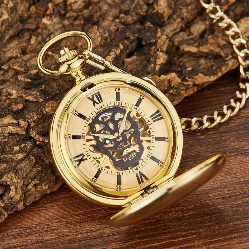 Hollow Skull Mechanical Pocket Watch