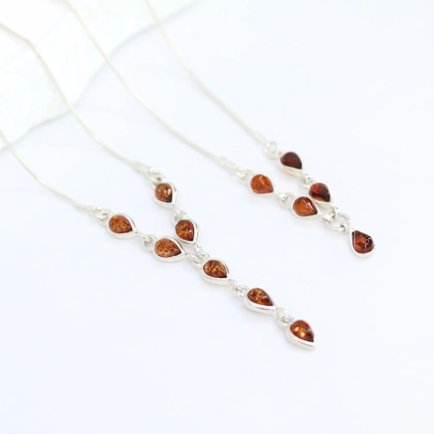 Honey Amber Multi Teardrop Necklace