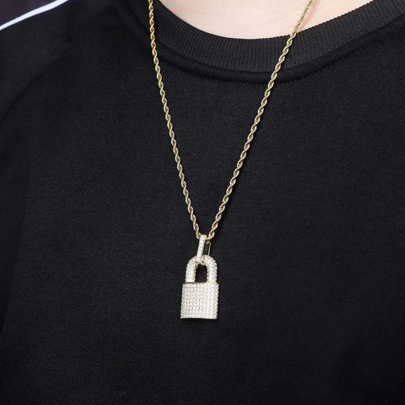 Iced Lock shaped solid pendant