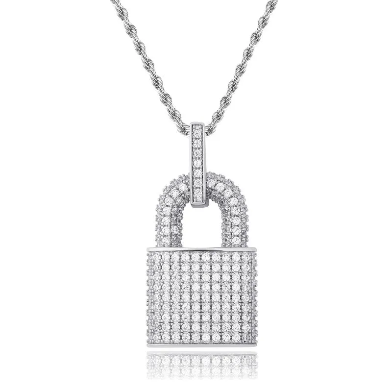 Iced Lock shaped solid pendant