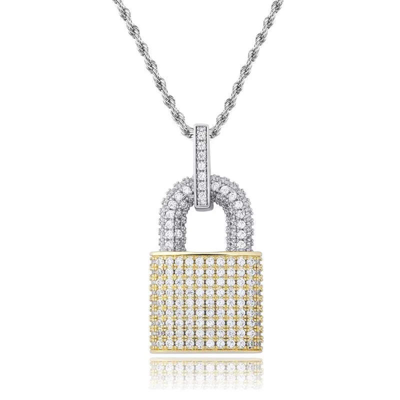 Iced Lock shaped solid pendant