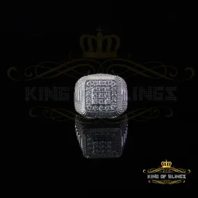 King of Bling's Men's/Womens 925 Silver White 6.50ct VVS 'D' Moissanite Square floralRings Size