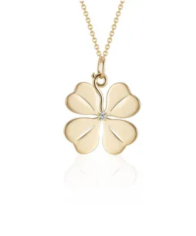 Large Four Leaf Clover Pendant, Diamond