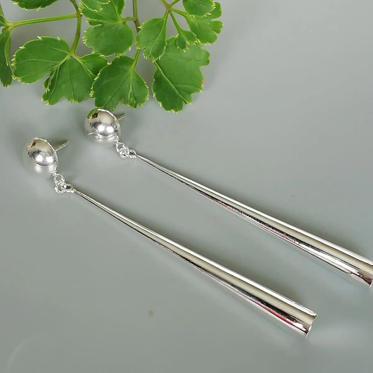 Long cylindrical bar ear dangler | Sterling silver earrings | Long silver danglers | Bar earrings  | Silver jewelry | E1106