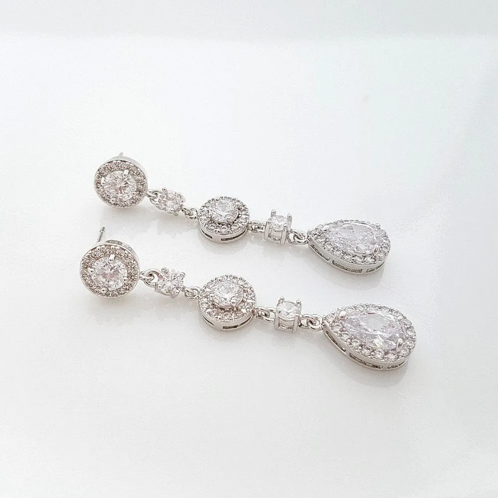 Long Earrings for Wedding in Silver-Reagan