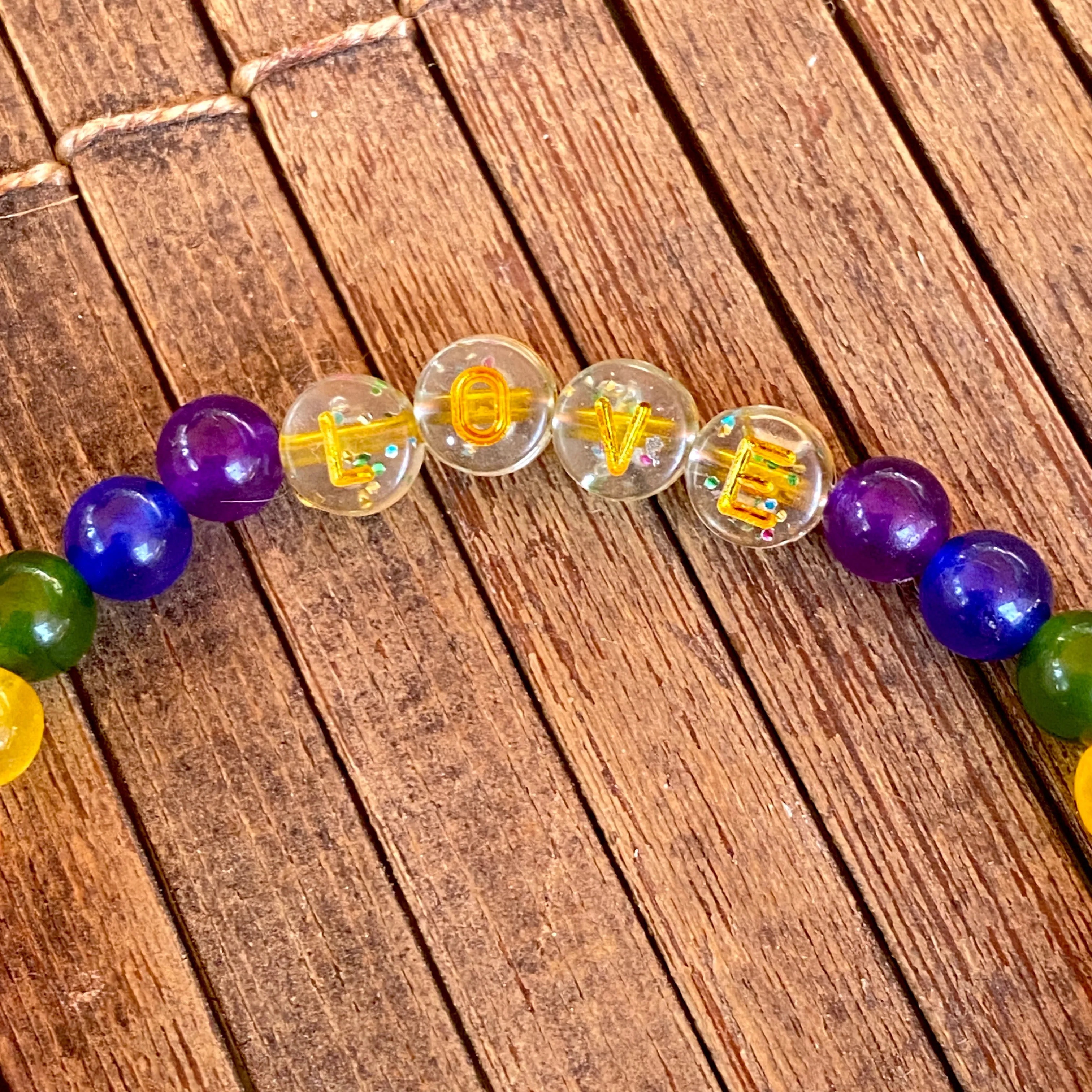 LOVE and Pride rainbow gemstone bracelet