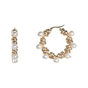 MANU CERCHI PEARL RONDELLE EARRINGS - SMALL