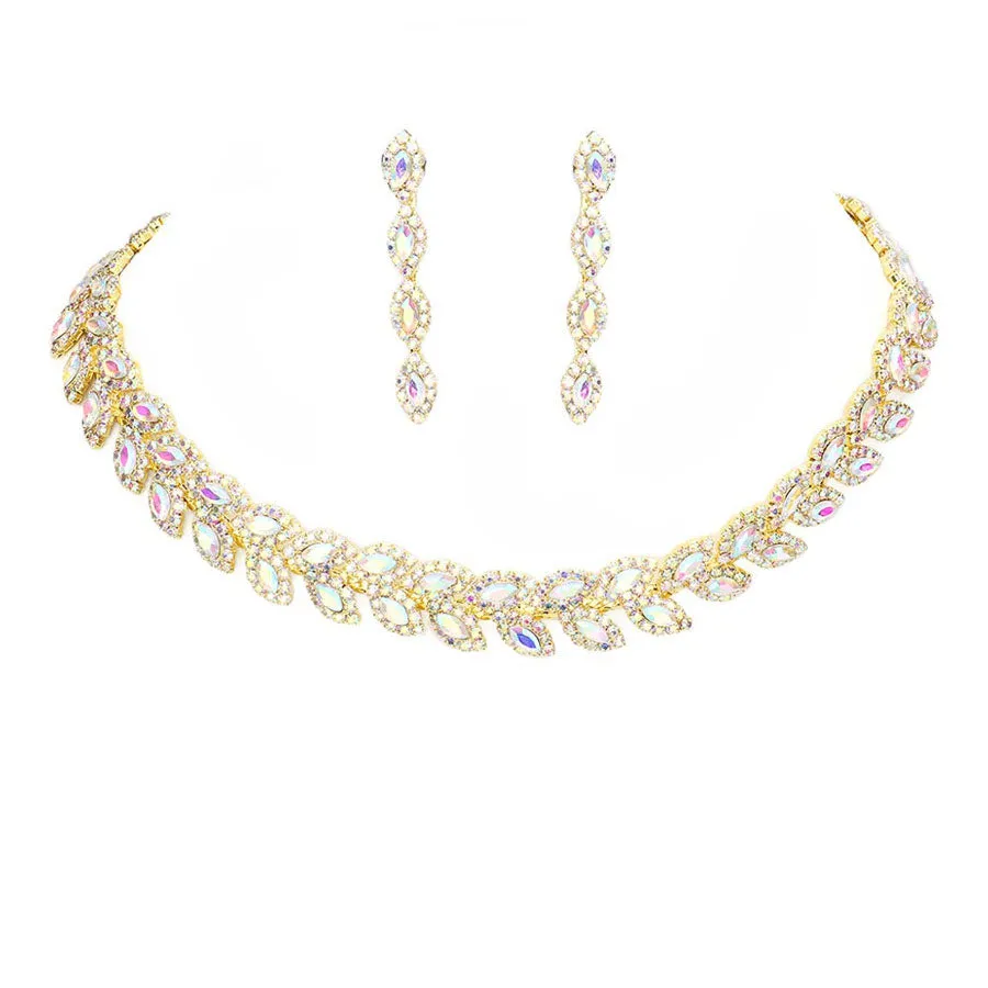 Marquise Stone Cluster Evening Necklace