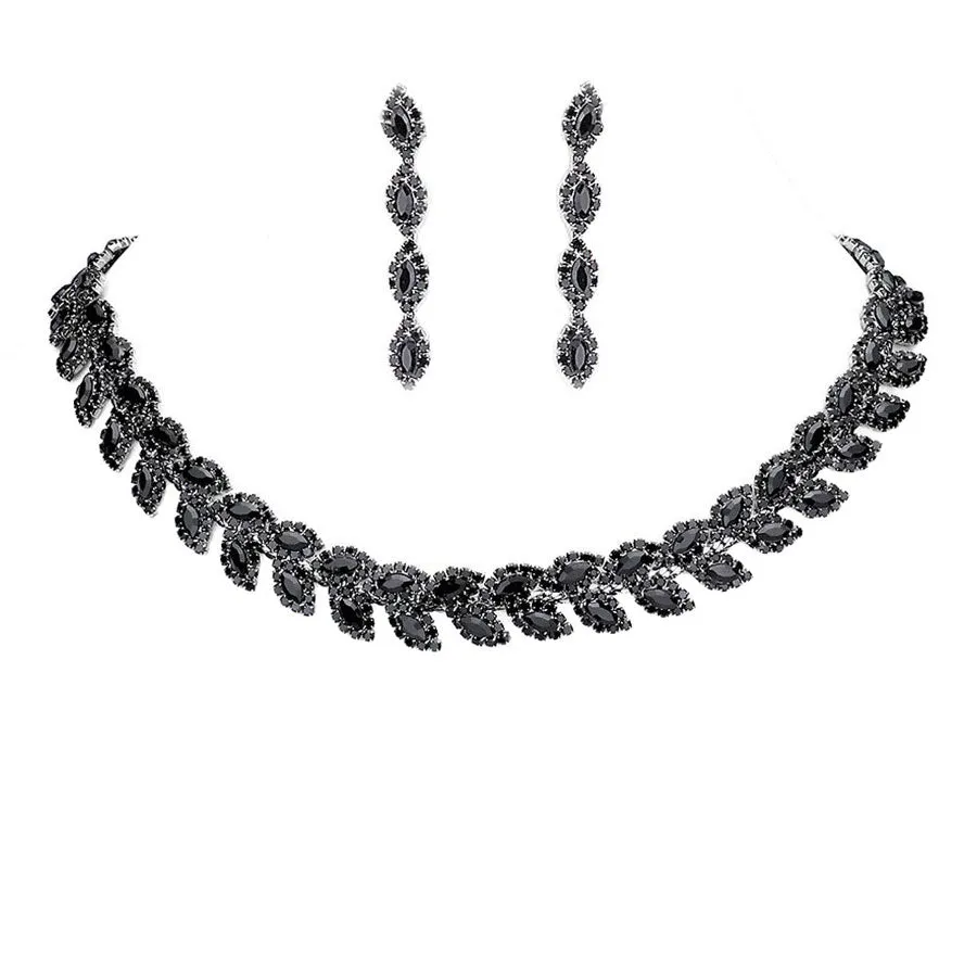 Marquise Stone Cluster Evening Necklace