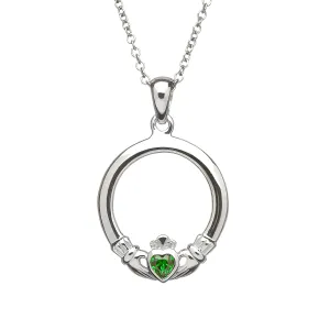 Medium Claddagh Pendant with Green Heart