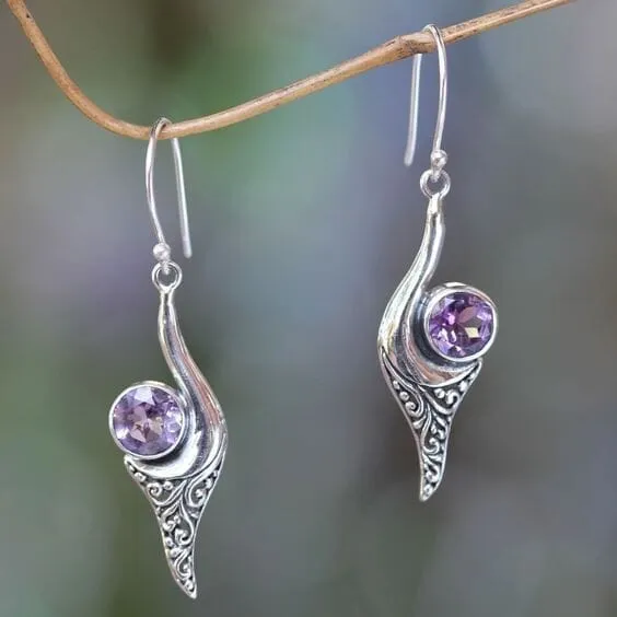 Mermaid Tail Amethyst Earrings