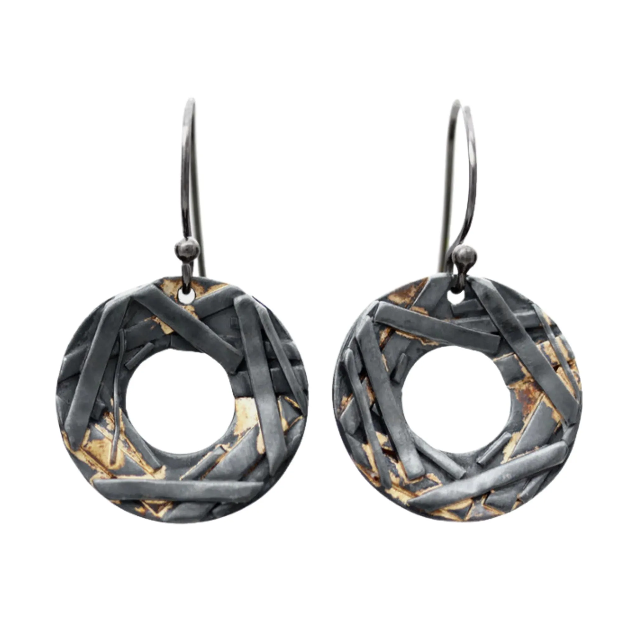 Mixed Metal Round Washer Earrings