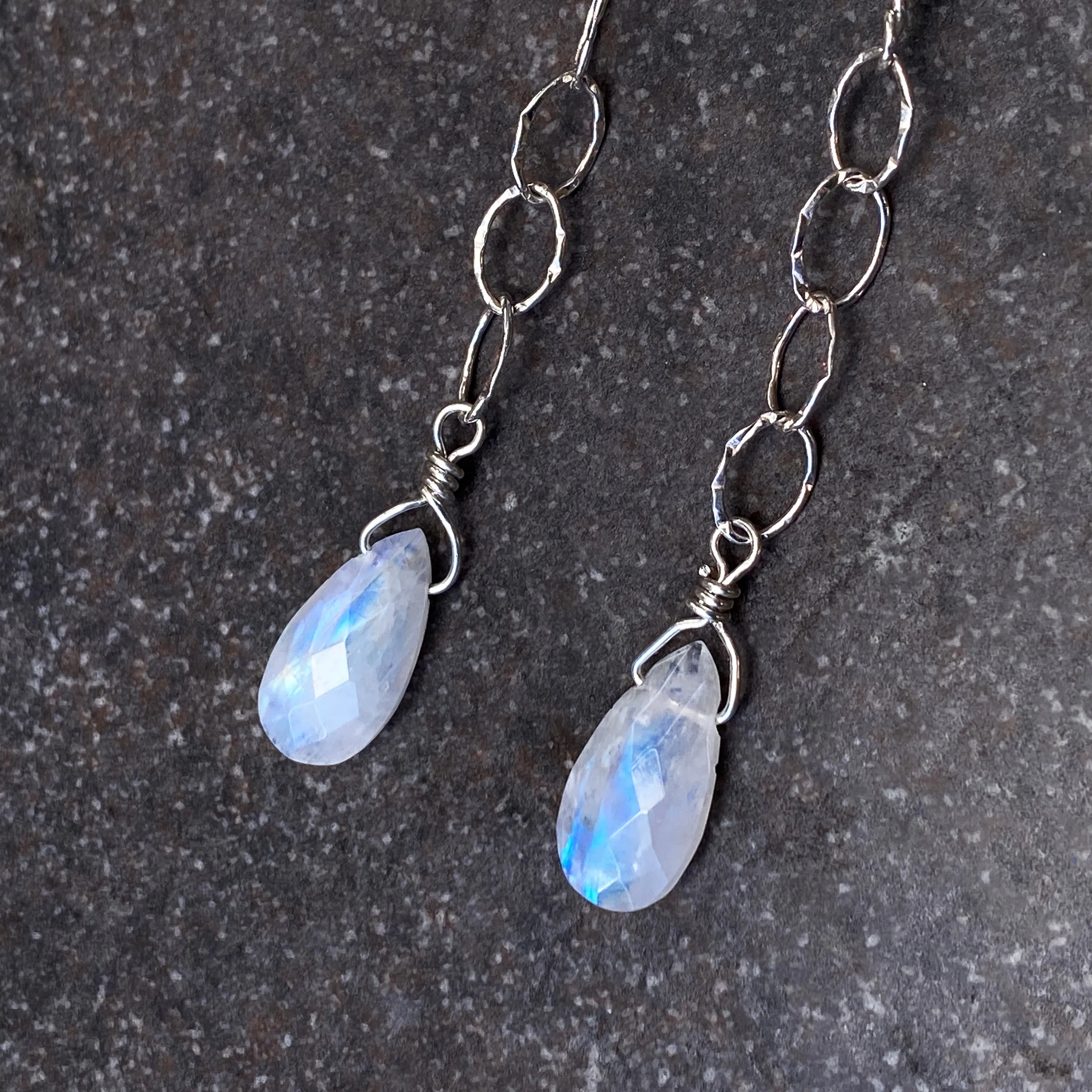 Moonstone And Sterling Silver Drop Earrings