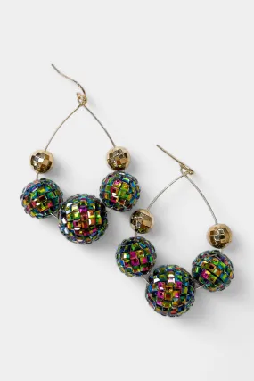 Multi Colored Disco Ball Teardrop Earrings